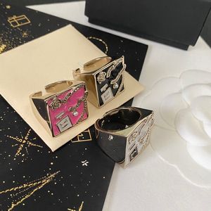 Marka C-Litter Açık Tasarımcı Bant Yüzük Pirinç Bakır Yüzük Moda Lüks Altın Kaplama Kadın Düğün Mücevher Hediyeler