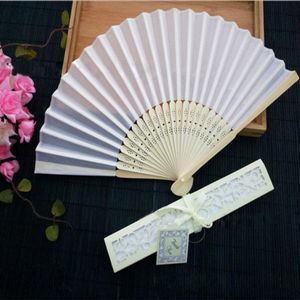 Günstige chinesische Nachahmung von Seidenhandfans leer Hochzeitsfan für Braut Hochzeiten Gastgeschenke 50 PCs pro Paket 225g