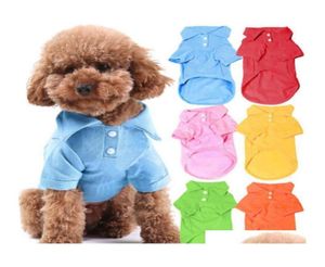 100 Cotton Pet Clothes Soft Breathable Dog Cat Polo Tshirts Pet Apparel for Spring Summer Fall 6 Colors 5 Sizes in Stock Jmmux5082420