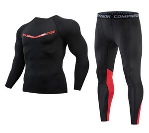 Mężczyźni biegający sportowo -kompresyjni koszula i spodnie Suits Trening Jogging Zestaw Męski siłownia fitness crossfit tee TEE TEE TOE LEGGINGS7947351