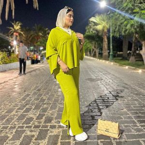 Sukienki robocze cekin Abaya garnituru Kobieta dwuczęściowy zestaw bluzki z długim rękawem stylowy patchwork Top Causal Pants Zestawy muzułmańskich strojów tureckich