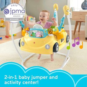Fisher Price Infant Learning Toy 2-in-1 Servin Up Fun Jumperoo Aktivitätszentrum mit Musikbeleuchtung und Formsorting-Puzzle-Spiel-Bildungsbabysspielzeug.