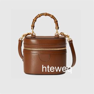 Women Brown Totes Designer Luxury Vintage Bucket Bags High Quality Genuine Leather Bamboo Bag Trendy Casual Golden Letters Handbags Purses