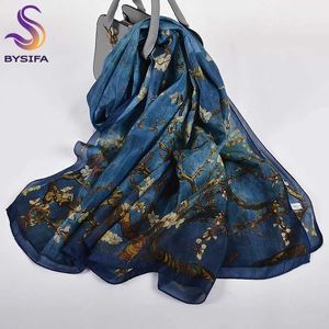 Scarves Orange blue winter womens pure silk scarf shawl spring and autumn fashionable large and elegant classic long scarf packaging printing 180 * 110cm Q240509