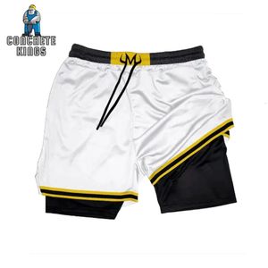 Anime gym shorts män kvinnor manga 3d tryck 2 i 1 snabb torr sport sommar fitness löpning träning mesh prestanda 240422