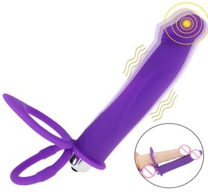 Silikon dubbel penetration penis vibrator band på dildo anal plug prostata massage sexleksaker för män sexo3132516