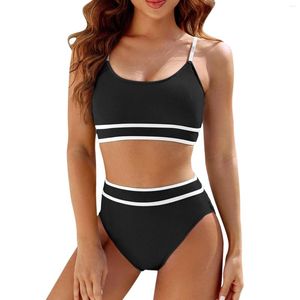 Damenbadebekleidung Sporty Bikini Sets zweiteilige Badeanzug -Farbblockbadanzüge.