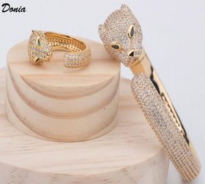 Donia Jewelry Luxury Bangle европейская и американская мода преувеличенная классическая голова леопарда инкрустированного браслетного кольца циркония