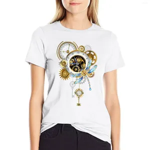Women's Polos Steampunk Dragonfly With Clock T-shirt Kawaii Clothes Anime Funny T Shirts For Women
