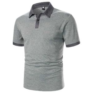 Polos da uomo uomini Short Slve Polo Shirt Solid Color Contrast Color Point Collar Tops Strtwear Fashi