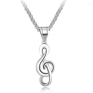 Chains Creative Music Symbol Necklace Notes Pendants Titanium Steel Men's