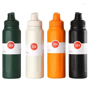 زجاجات المياه 750/950 مل من الفولاذ المقاوم للصدأ فراغ قش الزجاجة في الهواء الطلق والكأس للياقة بدقة السفر