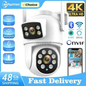 IP -kameror Zrhunter 8MP 4K PTZ IP -kamera Dual Lens Human Detection CCTV Security Camera Night Vision Outdoor WiFi Monitoring Camera ICSEE D240510