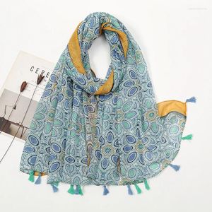 Lenços de lenços de viscose macia Tassulle Hijab Block Impresso Block Geométrico Floral Shawle