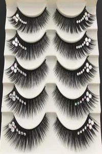 5 Paare Latin Make -up False Eye Lashes Extension Party Cosplay Halloween Lange dicke natürliche Wimpern Farbe Glitz