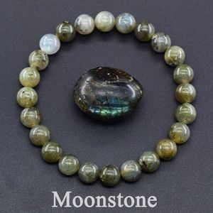 Oryginalna bransoletka z koralików labradorytów dla kobiet mężczyzn Naturalny Moonstone Charm Bangle Otching Energy Jewelry Pulsera Prezent 240423