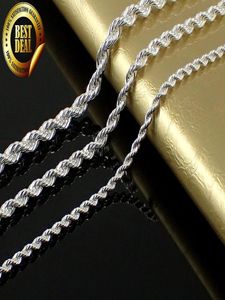 2018 Fashion Solid 925 Sterling Silver Chain 2mm 4mm Men Necklace Domenne 16Quot 30 pollici di Natale Nuovo catena di collana di corda classica Link1842450