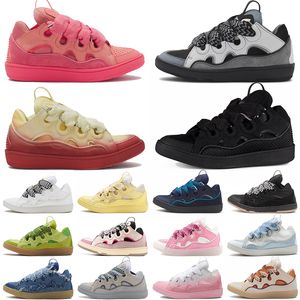 Tränare vit svart grå läder trottoarkant sneakers kvalitet kalvskinn präglade mor barn nappa herrar kvinnor mocka mesh gummi plattform utomhus designer skor storlek 35-46