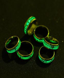 Titanium Steel Piano Noter Lysande Lightemitting Ring Musical Notation Luminous Men039S Ring Mix Size 6131315907