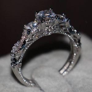Choucong Jewelry Three-Ston Arygior Diamond Ring 925 Srebrny Srebrny Women Wesołów Wedding Pierścień 320O