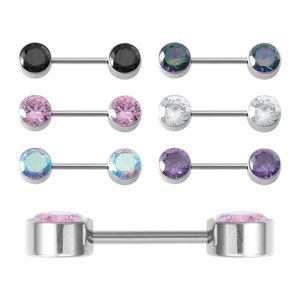 Nippelringar 2st kubik zirkoniumnippelpiercing smycken 316L rostfritt stål bröstvårtor skivstång kristallboll piercing nippel sköld 14g y240510