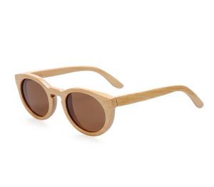 Berwer Wooden Mode Sonnenbrille für Frauen rund polarisierte Linsen Bambus Rahmen Brillen Sonnenbrillen UV4006254004