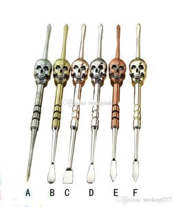 Skull design wax dabber tools 6color 120mm changeable disassembled dab jar tool metal titanium nail for dry herb vaporizer6307367