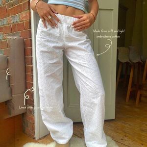 Женские брюки Combhasaki Y2K Винтажные повседневные длинные эластичные цветочные талию, выпадшие эстетические брюки.