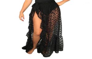 Сокрытия моды сексуальные женщины прикрывают юбки Прозрачная одежда женская боковая сетчатая юбка Seethrough Beach Party Maxi Skirts1031227