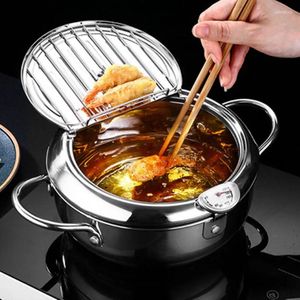 Pans Deep Fryer French Fries 304 Stainless Steel Gas Frying Machine Potato With Oil Cooking Pot Fried Chicken Thermometer