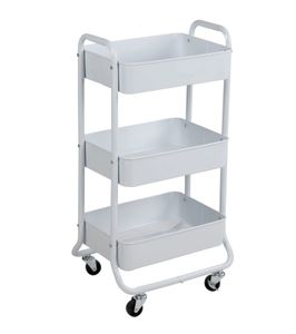 3 Tier Metall Utility Cart Arctic White Waschkörbe Easy Rolling Adult and Child 240424