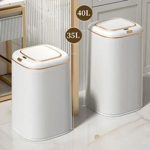 40L Smart Trash Can Large Capacity Automatic Sensor Waste Garbage Bin Kitchen Barthroom Dustbin Electric Touchless Wastebasket 240510