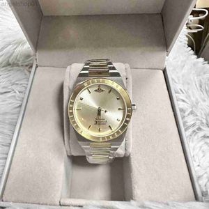 Alta versão Imperatriz Dowager Vivienne Champagne Gold Watch Quartz de movimento original luxuoso de luxo