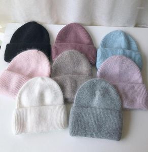 Beanieskull Caps 2021 Autumn e inverno chapéu de inverno angora malha de lã quente Versão coreana de coreana color pura13649935