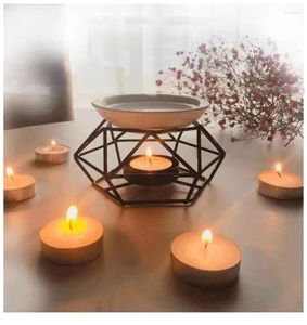 Candle Holders Morden Style Aromatic Oil Burner Geometric Ceramic Essential Holder Wax Melt Fragrance For Home Office Decor