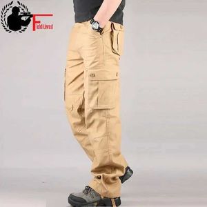 Men's Pants 44 Plus Size High Quality Mens Cargo Pants Casual Mens Pants Multi Pocket Military Full Straight Mens Combat PantsL2405