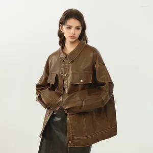 Женские куртки nxxtress brown vintage вымытая кожа