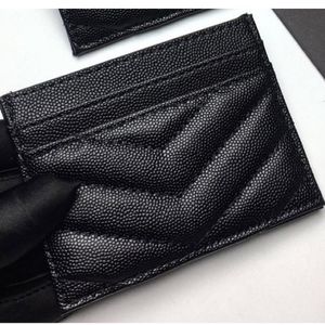 New Luxurys Designers حاملات البطاقات أزياء Caviar Woman Mini Pure Pure Leather Leather Pebble Meature Black Wallet Facs with Box 2513