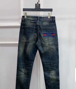 Mens Jeans broderade designermärke byxor av hög kvalitet mode blå jeans