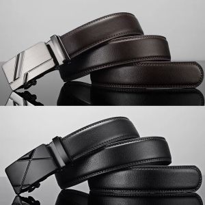 Men's belt, automatic metal buckle, high-quality brand, men's luxury belt, famous work industry, black cowhide