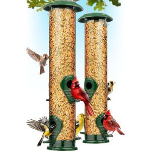 Metal Suspended 4-port, 2-piece Hanging Bird Feeder, Suitable for Outdoor Use, Heavy-duty Chew and Anti Rust Metal, 38.1cm