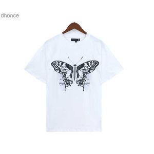 2024 Trend Designer Summer Fashion Trends International Trendy Ins Butterfly Face Print Mens Ny Pure Cotton T-Shirt Design Feel Loose Washed and Weffed Out