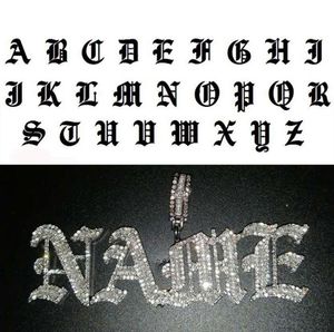 Hip Hop Custom Name Old English Gothic Font Letter Pendant Necklace Iced Out CZ Men Women Gold Silver Color Jewely Halsband 20103307904