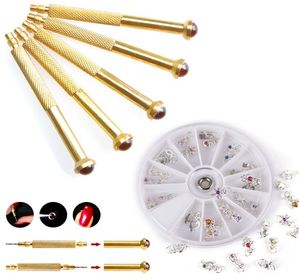 5pcs Pack Nail Art Piercing Hand Drill Tool