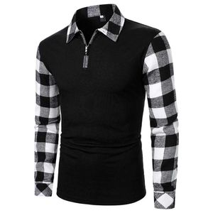 Męskie polo męskie koszulę polo męsko -długi rękaw płaskie buty nowe ubrania biznesowe swobodny top Q240509