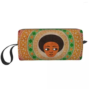 Storage Bags Travel The Habesha Toiletry Bag Fashion Ethiopian Art Cosmetic Makeup Organizer For Women Beauty Dopp Kit Case