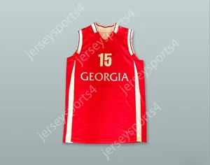 Niestandardowy Nay Men Youth/Kids Dvalishvili 15 Georgia Red Basketball Jersey Top Szyged S-6xl