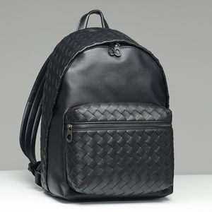 Mäns pendlare ryggsäck 100% Top Cow Leather Luxury Brand Designer Handvävd Fashion Travel Bag 2024 Ny minimalistisk stil