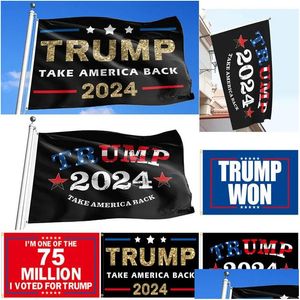  Banner Flags Trump Kampanyası 90x150cm 2024 ABD Başkanlığı Amerika'yı Geri Seçim Bayrağı 0303 Damla Teslimat Ev Bahçesi Festivali PAR DHR6J