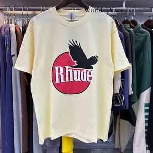 Rhude skjorta korta ärmar designer mens skjortor rhude shorts kvinnor svettbyxor höjd kvalitet skjorta kläder sommar lyx bomullsbrev tryckt toppar strandstil t 177